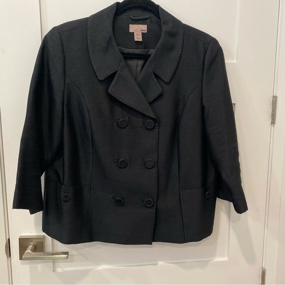 H&M Black Sumner Blazer with 3/4 sleeves Size 14 - Picture 1 of 4